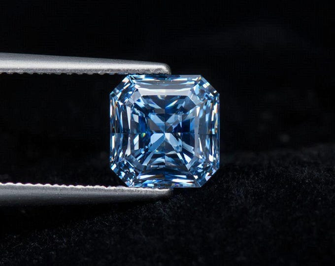 5+ Carat Asscher Cut Blue Diamond Loose Brilliant Sparkle Jewellery Making Gemstone
