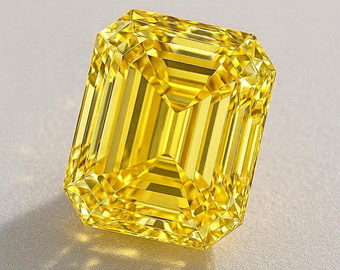 5 Carat Yellow Emerald Cut Diamond Loose Gemstone VVS1 for Jewelry Making.