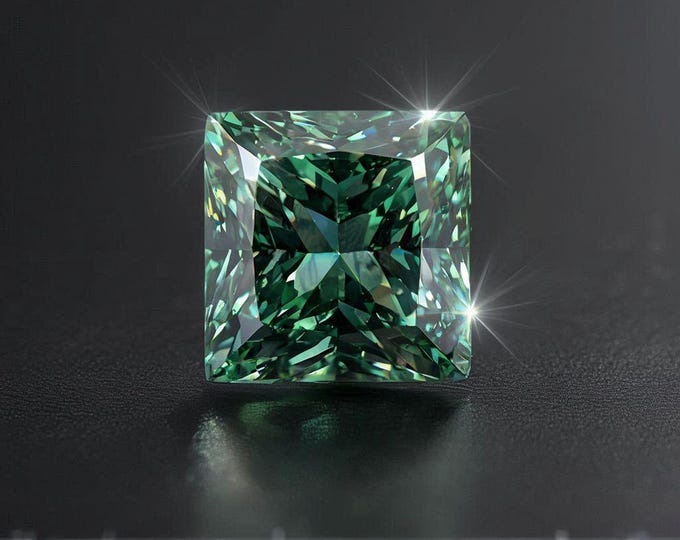 3 Carat Princess Cut Green Diamond Loose Modern Sparkle Jewelry Making Stone