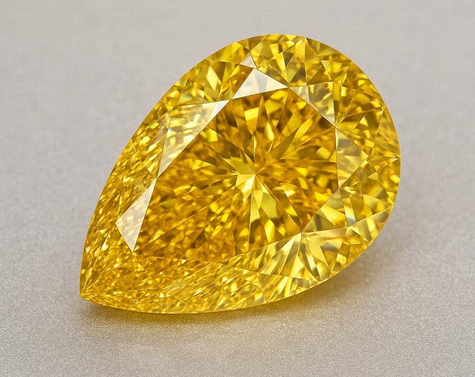5 Carat Pear Cut Yellow Diamond Loose Gemstone VVS1 Brilliant Sparkle For Jewelry Making.