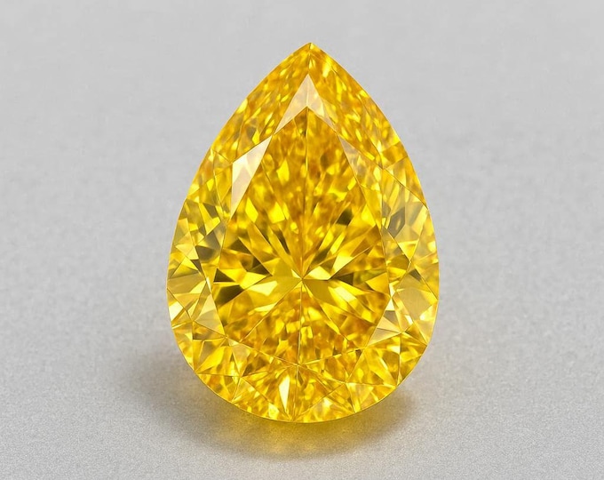 3 Carat Pear Cut Yellow Diamond Loose Brilliant Sparkle Jewelry Making Stone