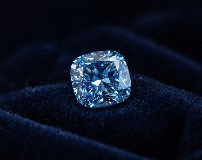 3 Carat Royal Blue Cushion Cut Diamond | Loose Jewelry Stone.