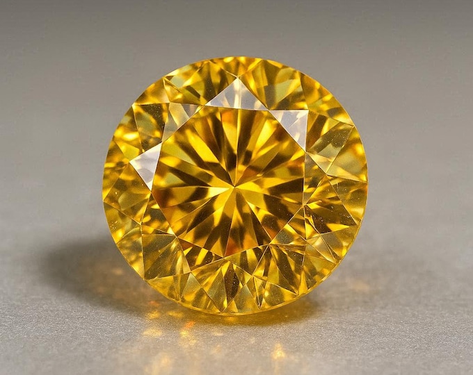 3 Carat Round Yellow Diamond Loose Brilliant Cut Sparkling Jewelry Making Stone