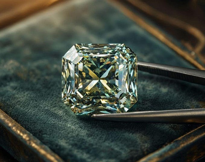 3 Carat Asscher Cut Green Diamond Loose Vintage Sparkle Jewelry Making Stone