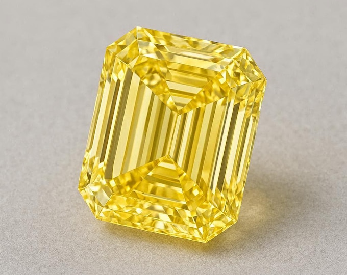 3 Carat Emerald Cut Yellow Diamond Loose Elegant Step Cut Jewelry Making Stone