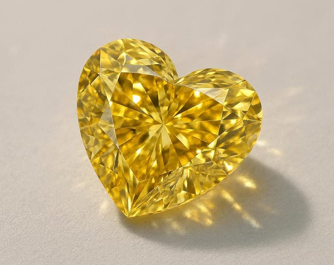 3 Carat Heart Shape Yellow Diamond Loose Romantic Sparkle Jewelry Making Stone