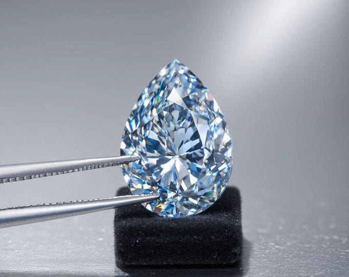 Featured listing image: 5+ Carat Pear Cut Blue Diamond Loose Brilliant Sparkle Jewellery Making Gemstone