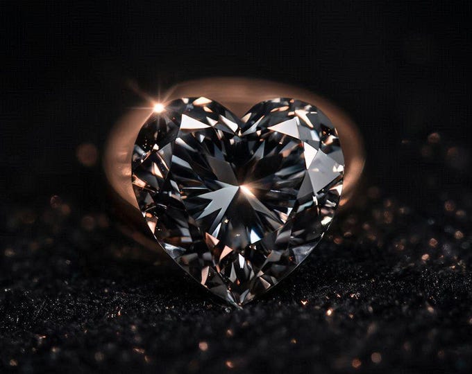 3 Carat Heart Shape Black Diamond Loose Romantic Sparkle Jewelry Making Stone