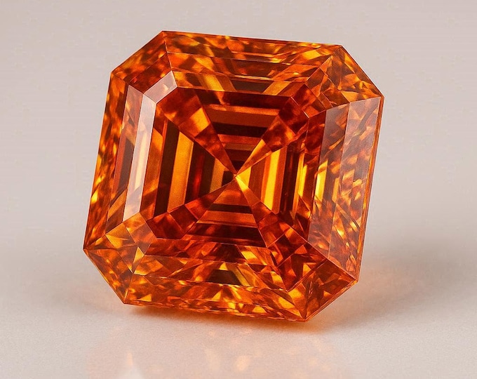 5 Carat Asscher Cut Orange Diamond Loose Brilliant Sparkle Jewelry Making Gemstone