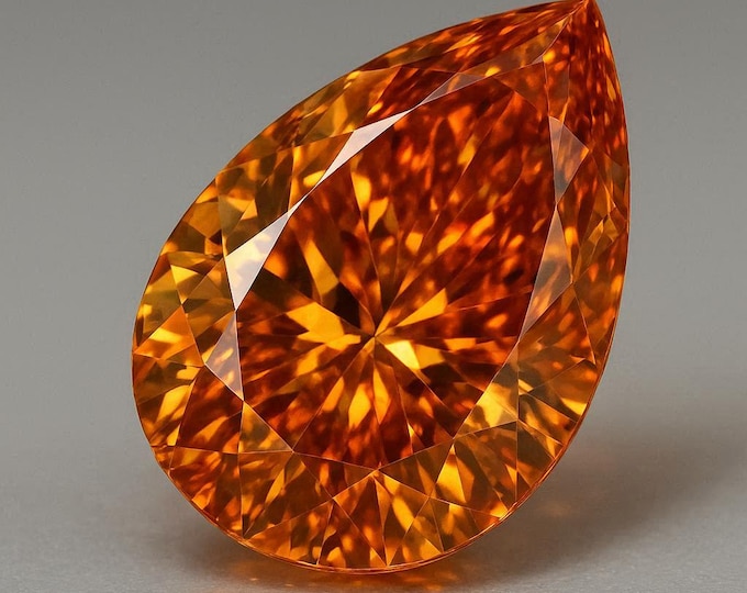 5 Carat Pear Cut Orange Diamond Loose Brilliant Sparkle Jewelry Making Gemstone