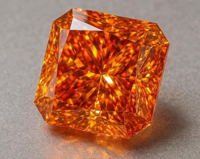 5 Carat Radiant Cut Orange Diamond Loose Brilliant Sparkle Jewelry Making Gemstone