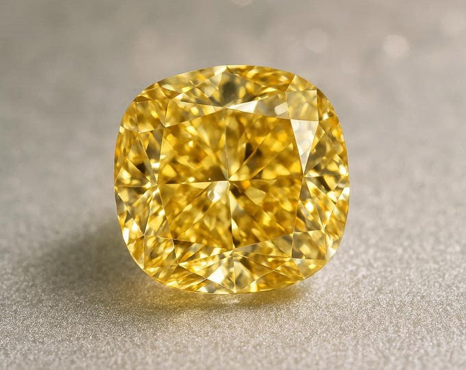3 Carat Cushion Cut Yellow Diamond Loose Romantic Sparkling Jewelry Making Gemstone Stone