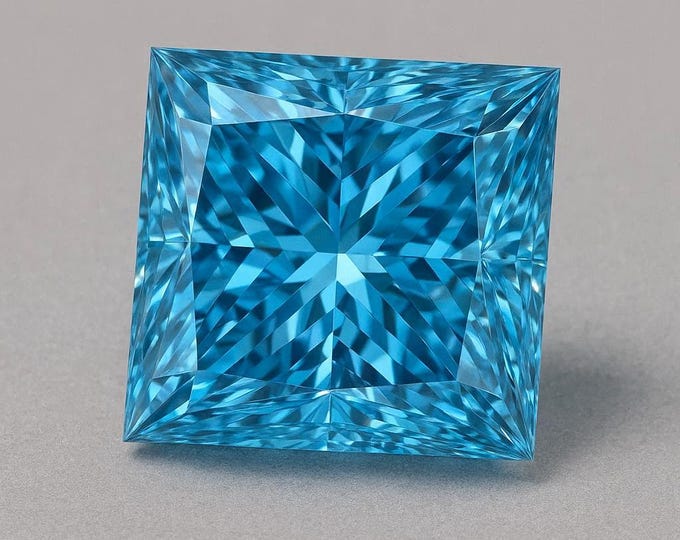 3 Carat Blue Diamond Princess Cut | Square Loose Diamond | Engagement Ring Gemstone.