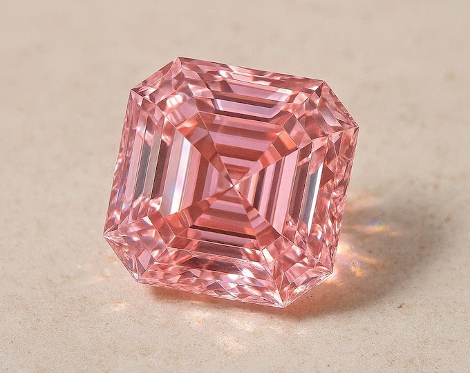 3 Carat Asscher Cut Pink Diamond Loose Vintage Sparkle Jewelry Making Stone