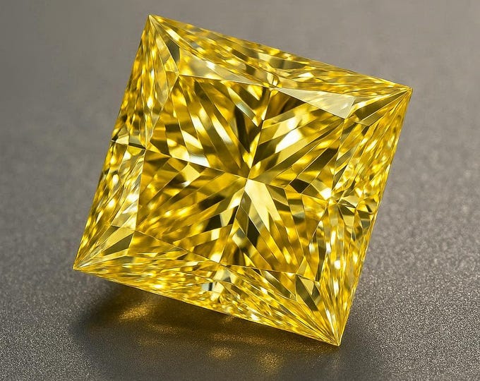 3 Carat Princess Cut Yellow Diamond Loose Modern Sparkle Jewelry Making Stone