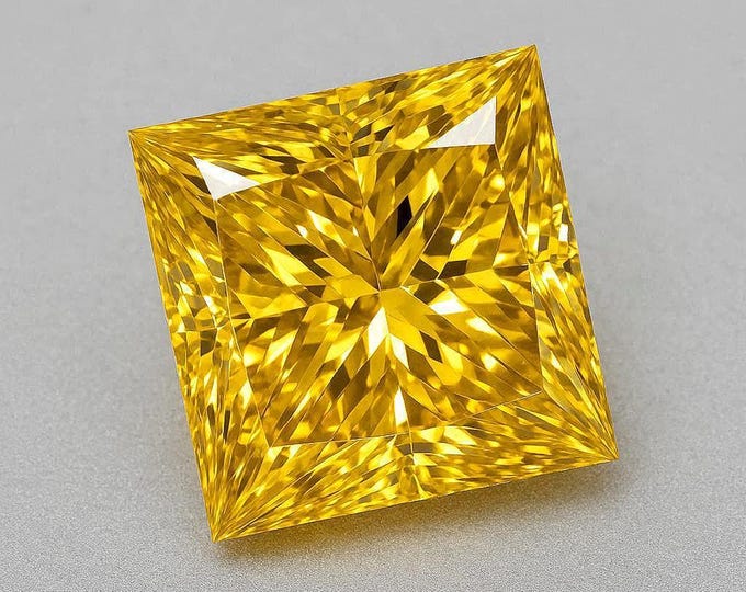 5 Carat Yellow Princess Cut Diamond Loose Gemstone VVS1 Sparkle For Ring Making.