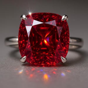 Robijnrode kussendiamant 5 karaat VVS1-edelsteenring