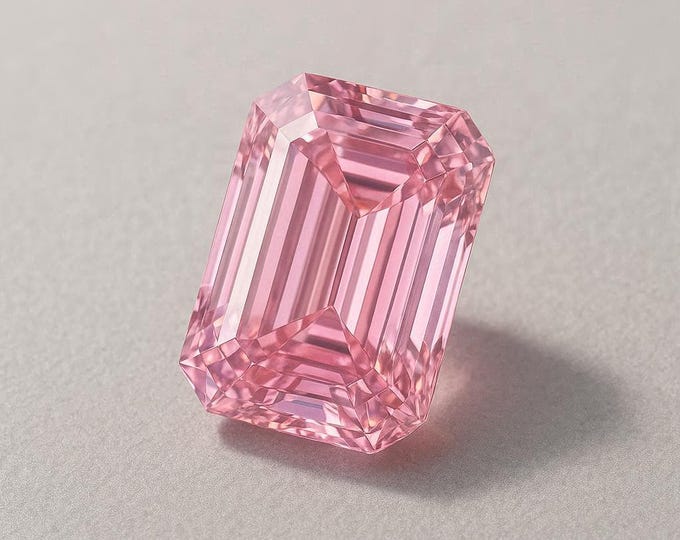 3 Carat Emerald Cut Pink Diamond Loose Elegant Step Cut Jewelry Making Stone
