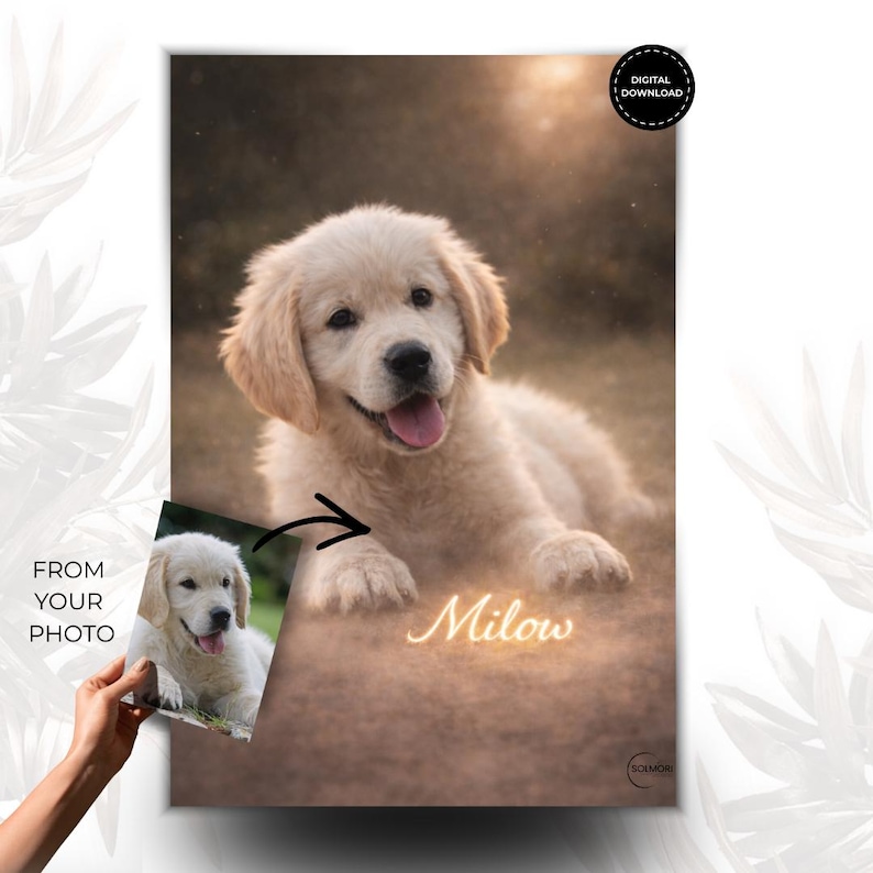 Hunde Portrait nach Foto, personalisierte realistische Tierillustration, Erinnerungsgeschenk, Wandbild, digitale Datei Lieferung in 48h image 1