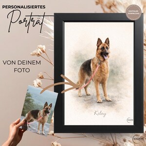 Individuelles Hunde-Porträt nach Foto, personalisierte Tierkunst, Erinnerungsgeschenk, gezeichnet im Hand-Illustrationsstil, digital in 48h image 2