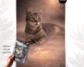 Katze Portrait nach Foto / Personalisiertes Haustier-Porträt, realista Tierkunst, Wandbild Geschenk, en 48h, digital Descargar