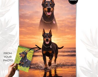 Personalisiertes Hunde-Porträt nach Foto, realistyczne, ociepla Erinnerungs-Geschenk, Wanddeko zum Ausdrucken, Lieferung in 48 Stunden