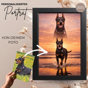 Personalisiertes Hunde-Porträt nach Foto, realistisch, wärmt Erinnerungs-Geschenk, Wanddeko zum Ausdrucken, Lieferung in 48 Stunden Bild 2