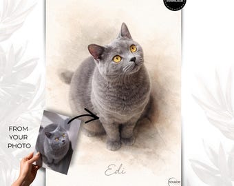 Retrato personalizado de retratos como Wandposter nach Foto, estilo Aquarell, moderno y minimalista, fecha de impresión 8K, vida digital en 48 horas