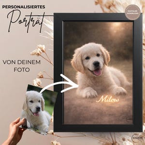 Hunde Portrait nach Foto, personalisierte realistische Tierillustration, Erinnerungsgeschenk, Wandbild, digitale Datei Lieferung in 48h image 2