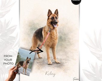 Individuelles Hunde-Porträt nach Foto, personalisierte Tierkunst, Erinnerungsgeschenk, gezeichnet im Hand-Illustrationstil, digital in 48h
