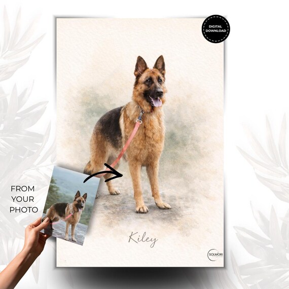 Individuelles Hunde-Porträt nach Foto, personalisierte Tierkunst, Erinnerungsgeschenk, gezeichnet im Hand-Illustrationsstil, digital in 48h