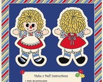 Holly's Dollies Doll Panel from Washington Street Studio Fabric - Panel is approx 23"x44" - 2 Dolls Per Panel