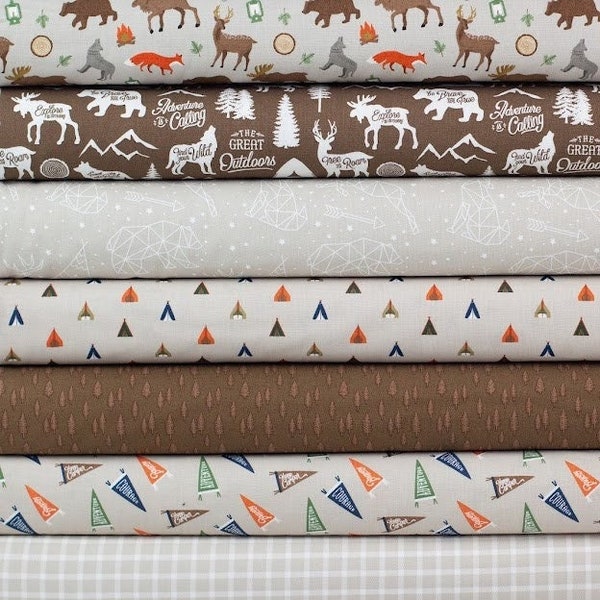 Forest Animals Brown BUNDLE from Adventure is Calling from Riley Blake - 7 Fabrics Total- You Choose Bundle Cut
