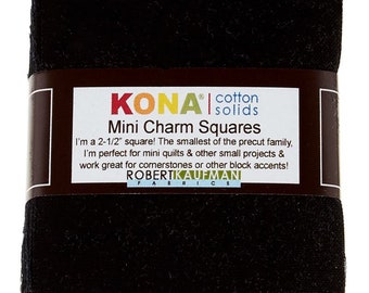 Black Kona Cotton MINI CHARM PACK from Robert Kaufman- 2.5"x2.5"- 84 pieces
