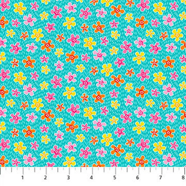 End of Bolt - 35"x44"  Tidepool Sea Flowers From Enchanted Seas by Patrick Lose for Northcott - 100% High Quality Quilt Shop Cotton