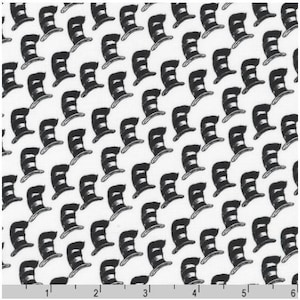 Dr Seuss Express Yourself Cat In The Hat Black Hats on White from Robert Kaufman - 100% Cotton