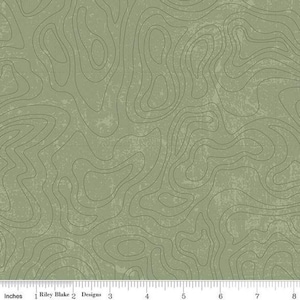 Topographic in Green from the National Parks Collection by Riley Blake Designs - 100% Cotton