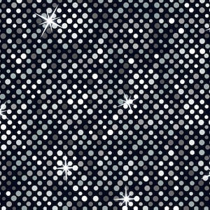 Big Glitter in Black/Grey with Silver Metallic from the Disco Collection from Lewis & Irene Fabrics - 100% Cotton