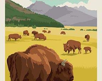 Yellowstone PANEL (approx 36"x44") From Riley Blake Fabric's National Parks Collection 100% Cotton