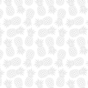 Puede incluir: Un patrón sin costuras que presenta un fondo blanco con un patrón repetitivo de piñas grises. Las piñas están dispuestas en un patrón escalonado, con algunas piñas mirando hacia arriba y otras mirando hacia abajo.