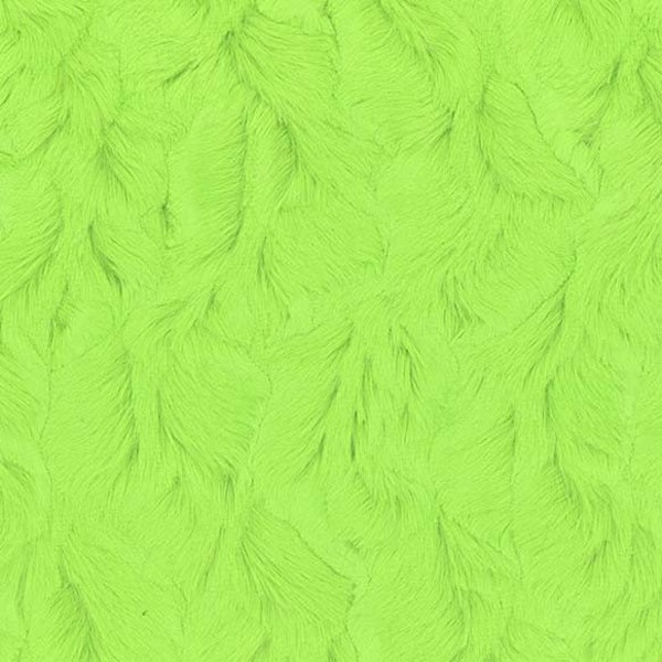 Bright Lime Green Solid Bella MINKY Fur from EZ Snuggle Minky Collection- 15mm pile length