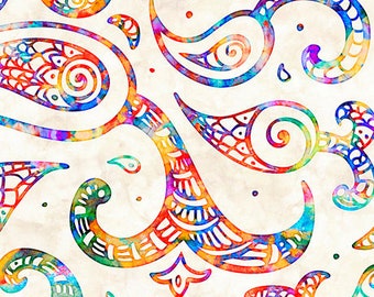 Paisley Swirl in Cream from Brilliance Collection by Dan Morris for Quilting Treasure Fabric- 100% Quilt Shop Cotton