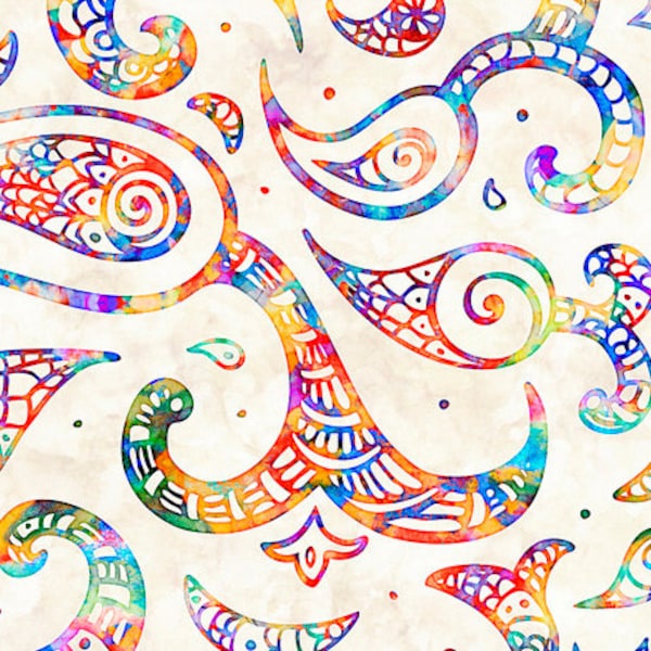 Paisley Swirl in Cream from Brilliance Collection by Dan Morris for Quilting Treasure Fabric- 100% Quilt Shop Cotton