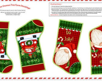 STOCKING PANEL (approx 24"x44") from Timber Gnomies Tree Farm Collection for Henry Glass Fabrics 100% Cotton