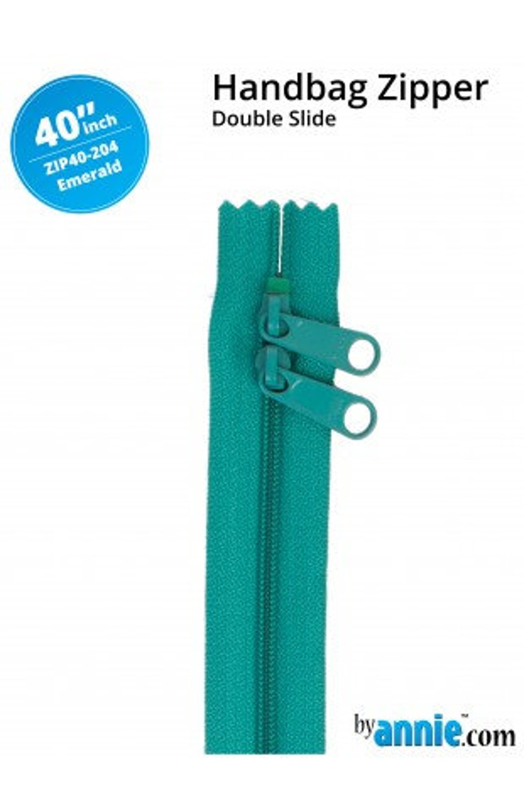 ZIPPERS 40 Emerald Green Double Slide Handbag Zipper From Patterns by