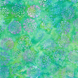 Batik Fabric- Kaleidoscope Flowers in Parakeet  by Lunn Studios from Artisan Batiks: Moodscapes Collection 20941-402