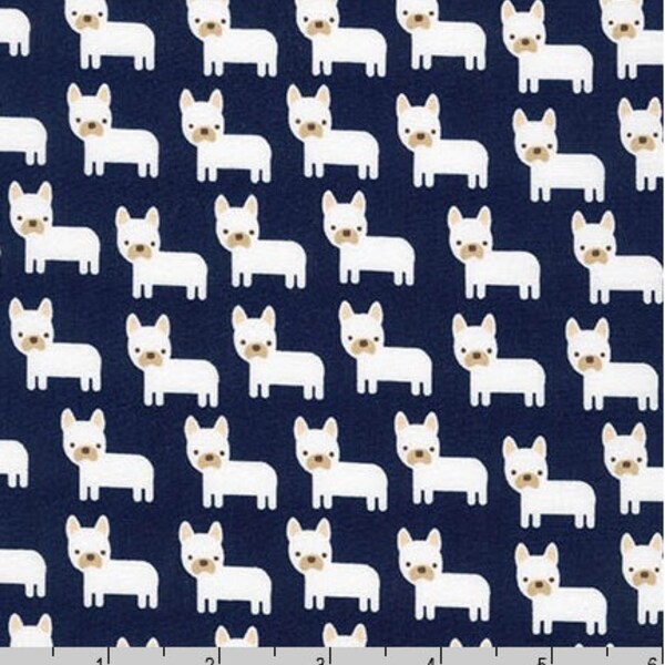 Mini Puppies on Navy from Robert Kaufman's Urban Zoologie Mini Collection by Ann Kelle