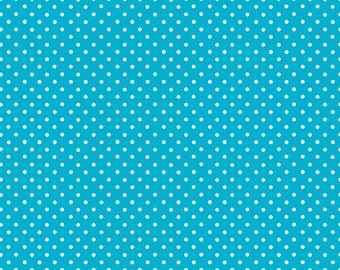 Teal Blue Spots from Spot by Makower UK Collection by Andover Fabric- 100% High Quality Quilt Shop Cotton