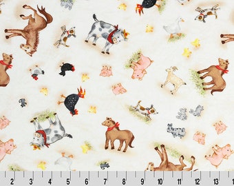 Peluche MINKY Digital Cuddle® de animales de granja Barn Buddies de la colección Digital Cuddle de Shannon Fabric - Pelo de 2,5 mm