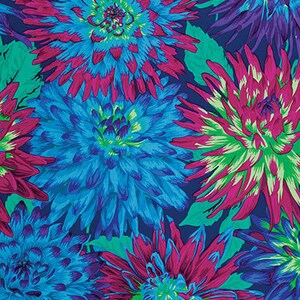 Cactus Dahlia in Blue From Kaffe Fassett Collective Classics Collection by FreeSpirit Fabric